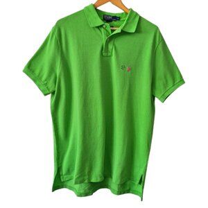 New Ralph Lauren Polo Green with Pink Logo Short Sleeve Shirt Size XL
